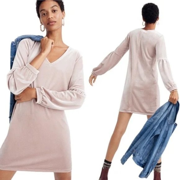 Madewell Velvet Balloon-Sleeve Dress - Picture 3 of 9